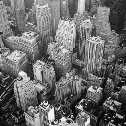 A Stunning Black And White Aerial Shot Capturing The Iconic New York City Skyline's Intricate Architecture.