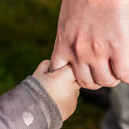 A Close Up Of A Child And Parent Holding Hands In A Park, Symbolizing Love And Trust.
